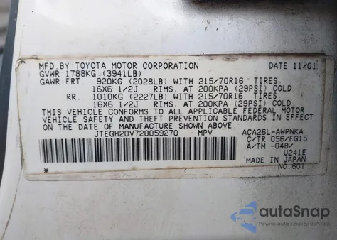 2002 Toyota Rav4 z USA, uszkodzony, nr VIN JTEGH20V720059270